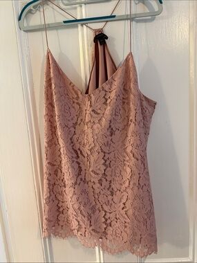 J.Crew Blush Pink rose Lace v neck tank top dressy 16 tall balletcore garden